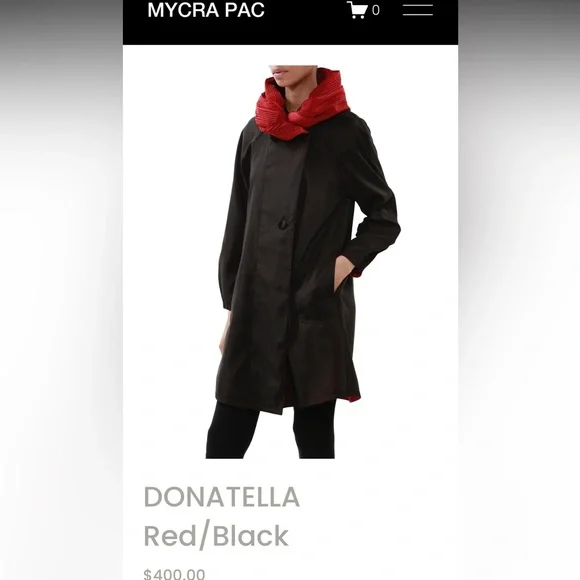 Mycra Pac Black/Red Donatella Reversible Hooded Jacket - Picture 1 of 8